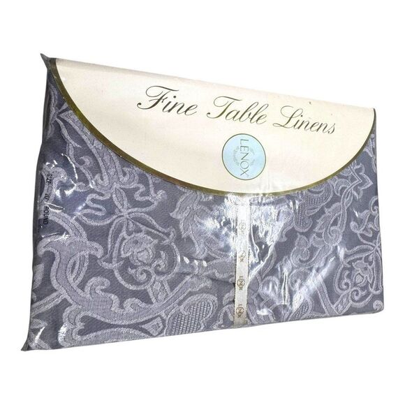 Lenox Eternal Fine Table Linens 70" Round Jacquard Tablecloth Gray Silver Dining - Picture 1 of 7